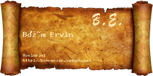 Böm Ervin névjegykártya